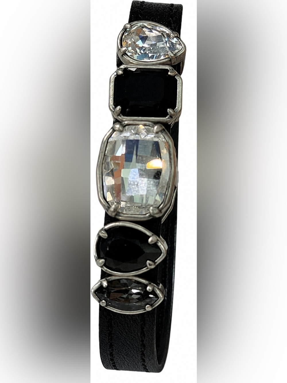 Touchstone Crystal by Swarovski Black Wrap  Bracelet w/Clear & Black Crystals